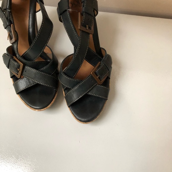 Sofft dark blue wedge leather cork sandal 7.5m - Picture 4 of 7